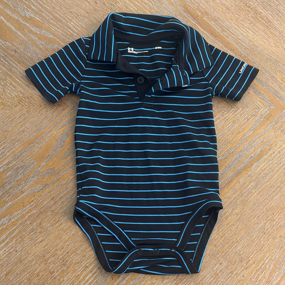 Under Armor Striped Black and Blue Kids One Piece